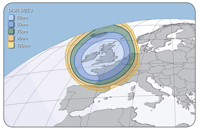 Astra 2D satellite footprint